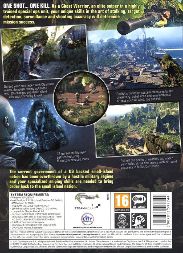 Figure 7. The English back cover of the video game Sniper: Ghost Warrior.